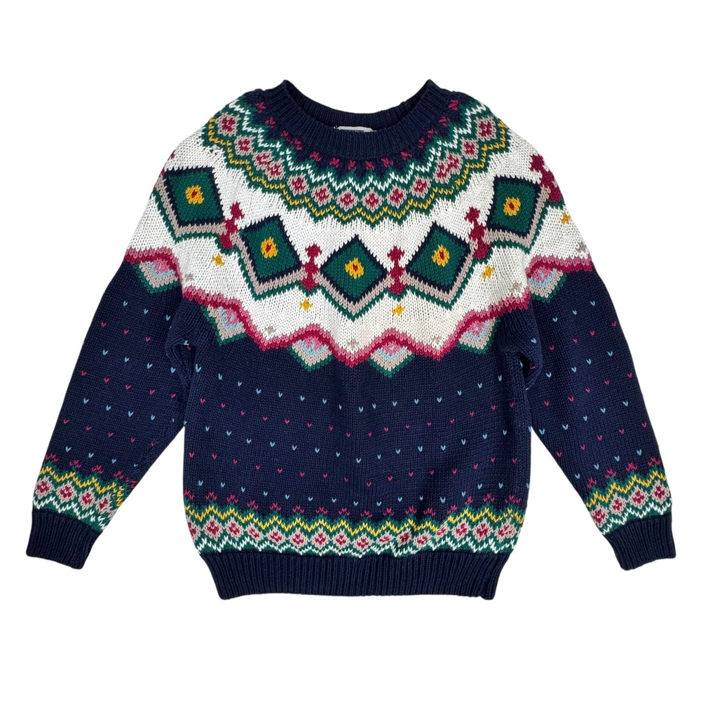 Vintage‎ Ninon De Lenclos Fair Isle Womens Sweater M Ski Winter Cotton Nordic
